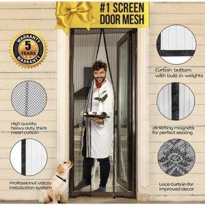 Lazy Monk Magnetic Screen Door With Magnet Closure